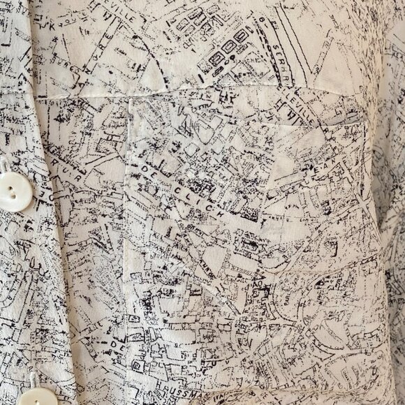Colours by Alexander Julian Silk All Over Print Blouse French Map Artsy Travel-8 - Picture 7 of 15